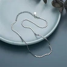 Fengxiaoling 925 Sterling Silver Necklace High Quality Simple Oblate Round Beads Silver Necklace Fine Jewelry For Women