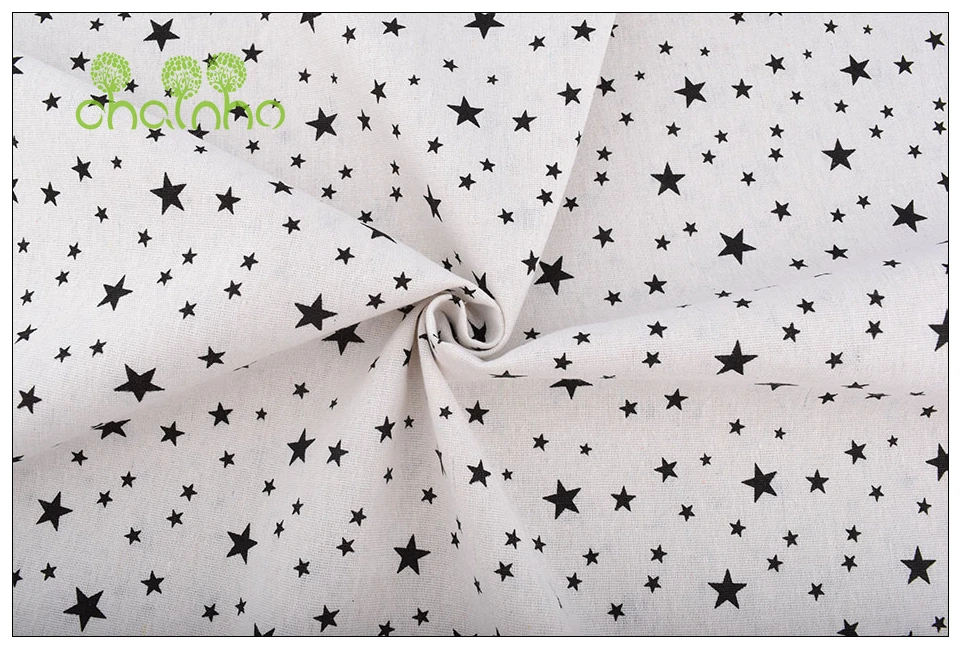 Chainho,6pcs/Lot,Black&White Series,Patchwork Printed Cotton Linen Fabric,For DIY Quilting&Sewing Placemat,Bags Material,25x45cm