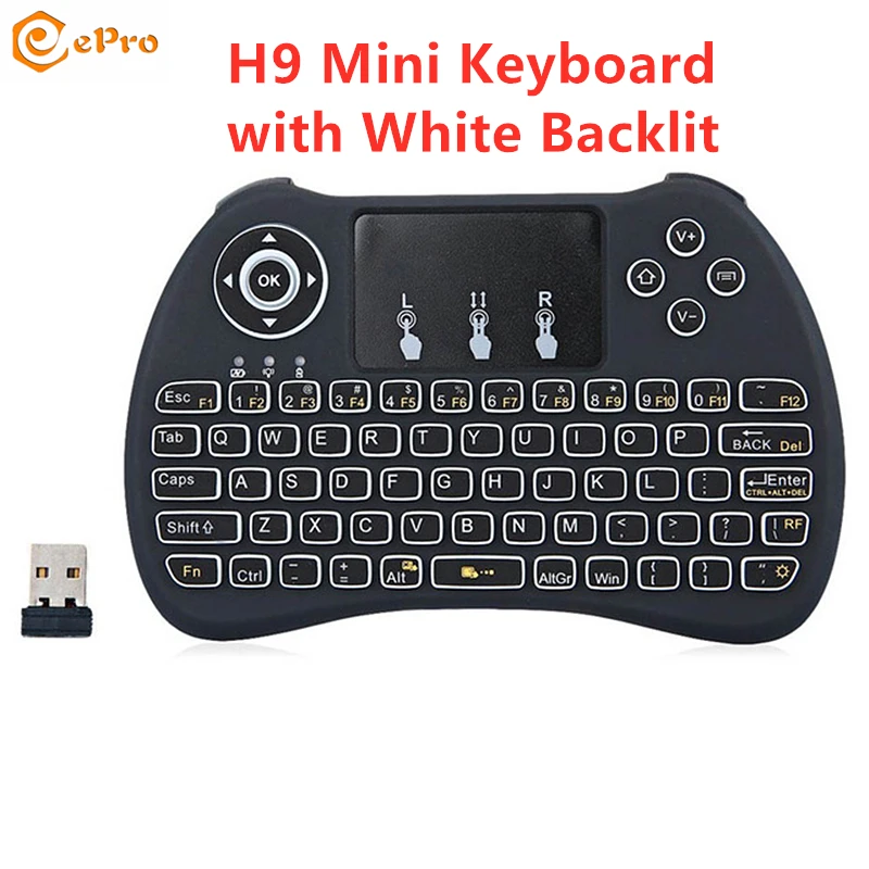 

Backlit H9 Mini Keyboard backlight 2.4G Wireless English Version H9 Touchpad Mouse Gaming Keyboard For Android PC Mobile PC H9