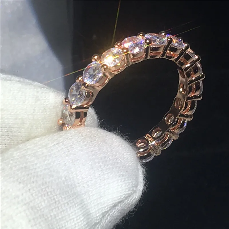 Обручальное кольцо вечности, кольца для мужчин и женщин, 4 мм, AAAAA, циркон, cz, розовое золото, заполненный, женский палец, кольцо, ювелирное изделие