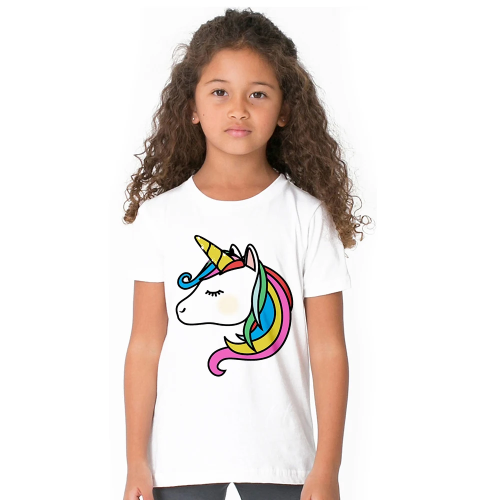Новинка года; модная детская летняя футболка с единорогом забавная крутая футболка для маленьких девочек детская одежда с единорогом и радугой футболки для малышей