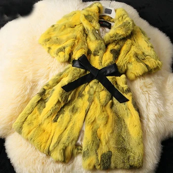 

Lady Genuine Real Rabbit Fur Coat Jacket Short Sleeve Autumn Winter Women Fur Outerwear Coats Female Clothing VK3014