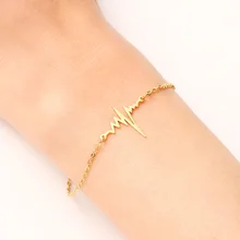 DOTIFI браслет из нержавеющей стали для женщин золотистого и серебристого цвета в форме ЭКГ Pulseira Feminina Lover's обручальные ювелирные изделия