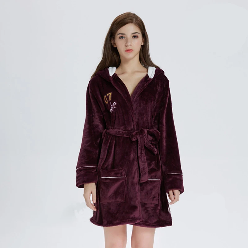 

Movie Around Potter Quidditche Hogwartse School Cloth Flannel Magic Nightgown Pajamas Home Clothes Couple Bathrobe for Women