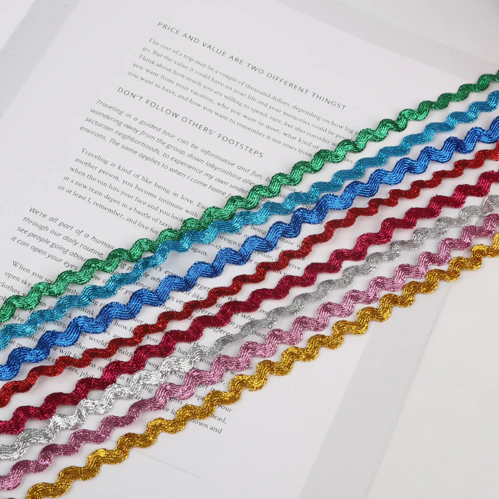 Nuovo Arrivo 15 Yards/lotto 8 millimetri Multi Colore Terylene Nastri Metallic Ric Rac Zig Zag Nastri Per Il FAI DA TE accessori Dell'arco dei capelli - immagine 2