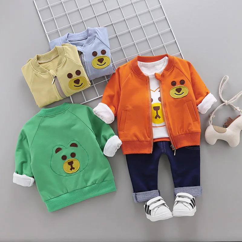 

Baby Boys Clothes Set Kids Cartoon Spring Autumn Leisure Coat+T-shirt+Pant 3pcs Kids Sport Suit Children Fashion Clothing1-5Year