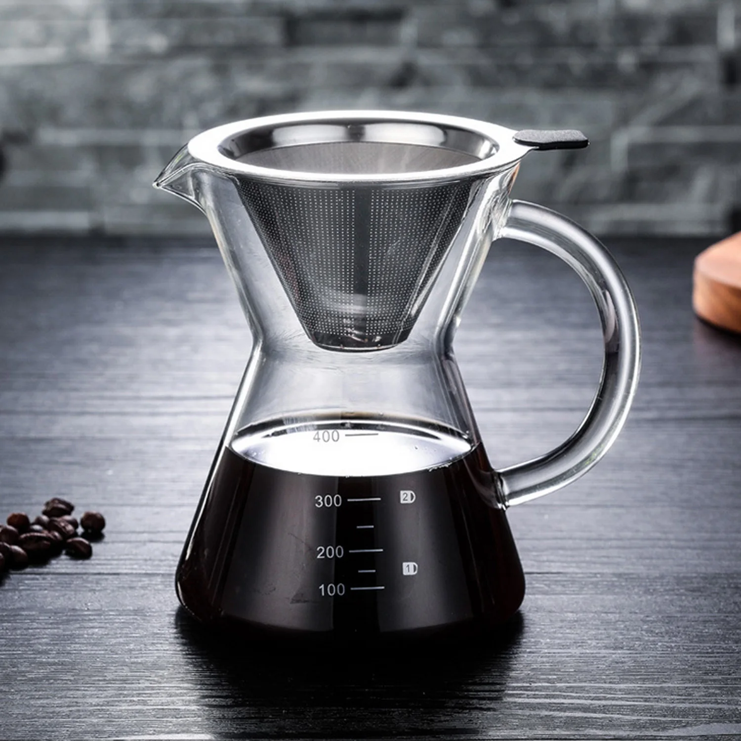 Behogar 400ml Large Capacity Heat Resistance High Boron Glass Pour Over Coffee Maker Machine with Filter for Home Office Behogar 400ml Large Capacity Heat Resistance High Boron Glass Pour Over Coffee Maker Machine with Filter for Home Office