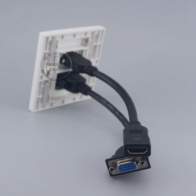 Настенная Лицевая панель 86*86 мм VGA розетка + HDMI со стандартной розеткой