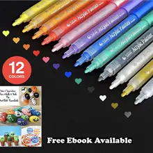 Акриловые маркерные ручки-набор из 12 ярких цветов, перманентные маркерные ручки для яичной краски