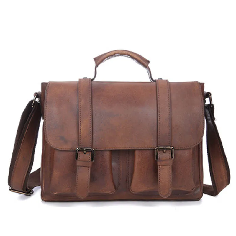 Male Casual Genuine Leather 13 Inch Laptop Handbag Men Handle Men&#39;s Briefcase Cow Handmade Bag ...