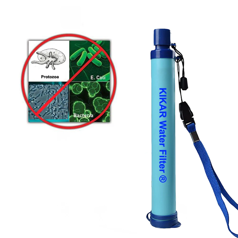 

KIKAR Portable Water Pen Oral Hygiene Cycling System Straw Purifier Hydration Filter BPA Free Backpack Camping Kit Man vs Wild
