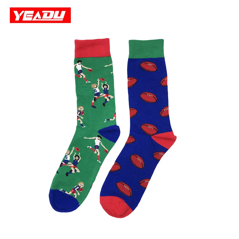 YEADU/Новинка мужские ассиметричные носки хлопковые цветные модные с рисунками из