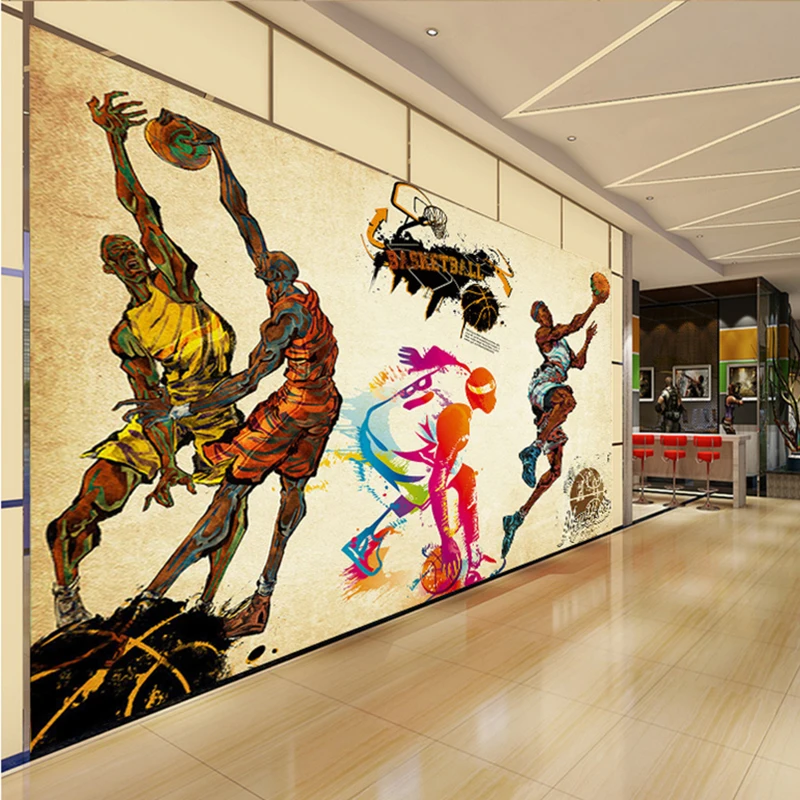 

Customized 3D stereo sports wallpaper gym yoga basketball stadium playground wallpaper mural for living room bedroom Home Decor