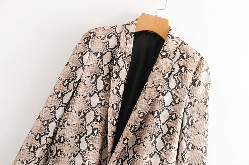 Spring Autumn Small Suit with Tailored Collar Long Sleeve Medium and Long Serpentine Suit Single Button Print Women's Blazers Spring Autumn Small Suit with Tailored Collar Long Sleeve Medium and Long Serpentine Suit Single Button Print Women's Blazers