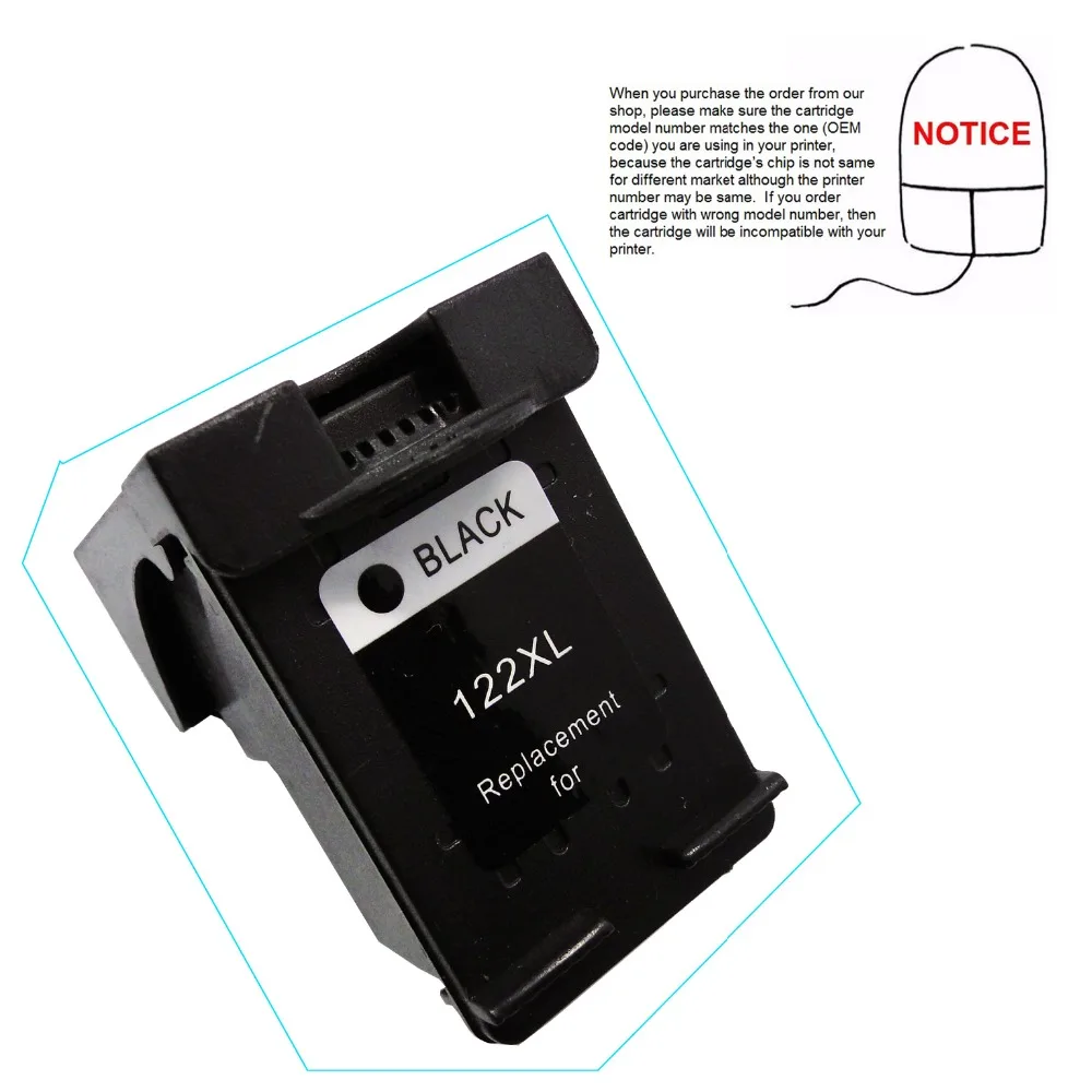 YOTAT Black Replacement ink Cartridge for HP122 HP 122 for HP Deskjet