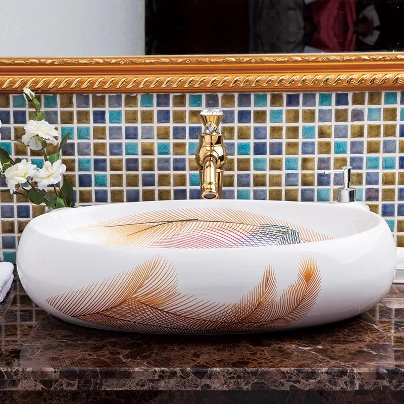 Buy BIG Oval Shape Bathroom Lavabo Ceramic Counter Top