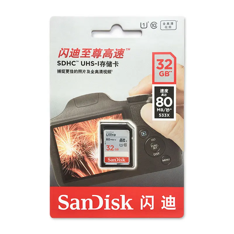 SanDisk Ultra SD Card 16 GB 32 GB SDHC карты памяти 64 GB 128 GB SDXC Class10 80 МБ/с. уш-1 Камера SD Поддержка официальный проверки