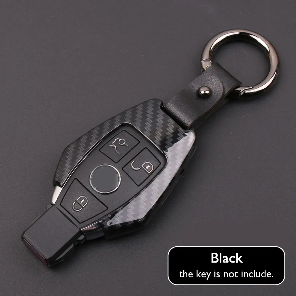 

Carbon Fiber Pattern Zinc Alloy Car Key Case Remote Fob Shell Cover chain for Mercedes Benz GLA C S E GLC GLK CLA ML