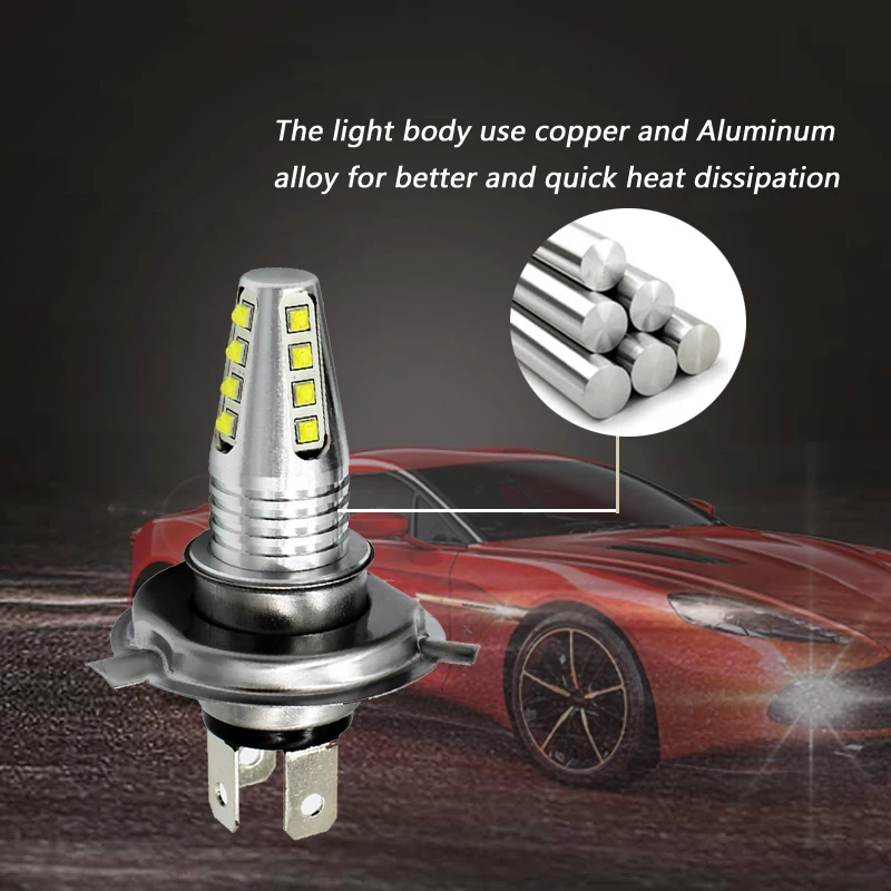 KEPUSI 2x H4 80W cree chip High Power Car LED Light Source Fog lamp Auto DRL Day running light Driving lamp Truck 12V 24V white