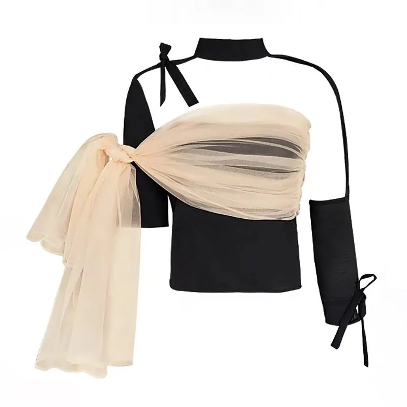 TWOTWINSTYLE Summer Mesh Patchwork Sexy T Shirt
