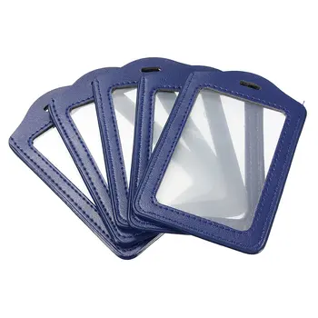 

Blue PU Badges Holder ID Card Case Credit Card Vertical Badge