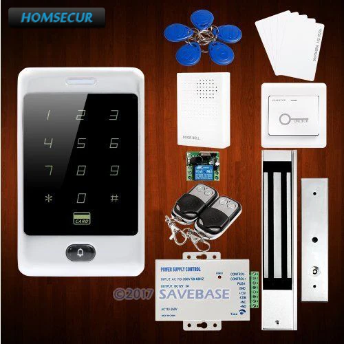 

HOMSECUR Waterproof Zinc Alloy Case Access Control 125Khz RFID Reader System+280KG Magnetic Lock
