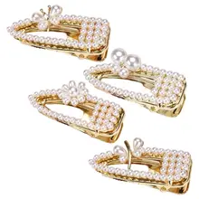 Korean Glitter Metal Alloy Decorative Duckbill Hair Clips Ladies Faux Pearl Butterfly Flower Hairpins Hollow Water Drop Barrette faux sapphire alloy hollow out floral barrette