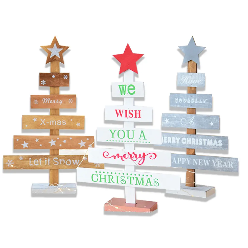 

Creative Desktop Christmas Tree Wooden Star Ornament Holiday Decoration