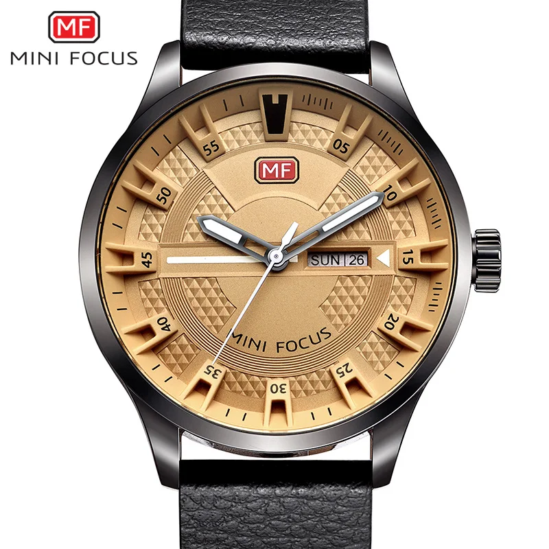 

2019 MINIFOCUS Brand Men's Fashion Casual Sport Watches Men Waterproof Leather Quartz Watch Man military Clock Relogio Masculino