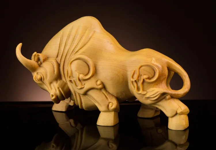 0856 (5)Delicate Lovely Chinese Traditional Handicrafts Boxwood Bull Statue