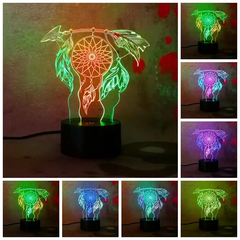 

Magic Christmas Gifts New Type Dreamcatcher Wind Chimes Figures Two tone 7 color 3D Night light Bedroom Child Baby Home Deco
