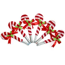 

6pcs/lot Christmas pen pencil cap Cartoon Santa Claus Crutches style for new year Christmas Ornaments home Decoration 40%off