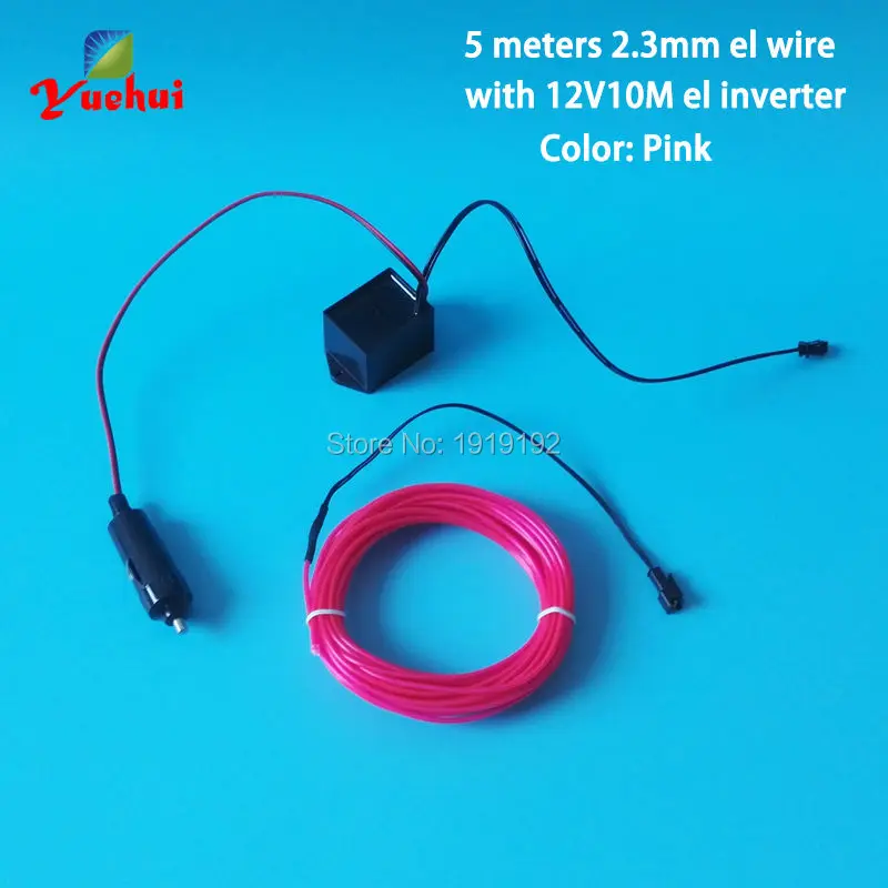 

5Meters DC-12V 2.3mm EL Wire Cars motorcycle bike Party Decoration Flexible Light Glow Rope tape Cable Strip LED Neon Lights