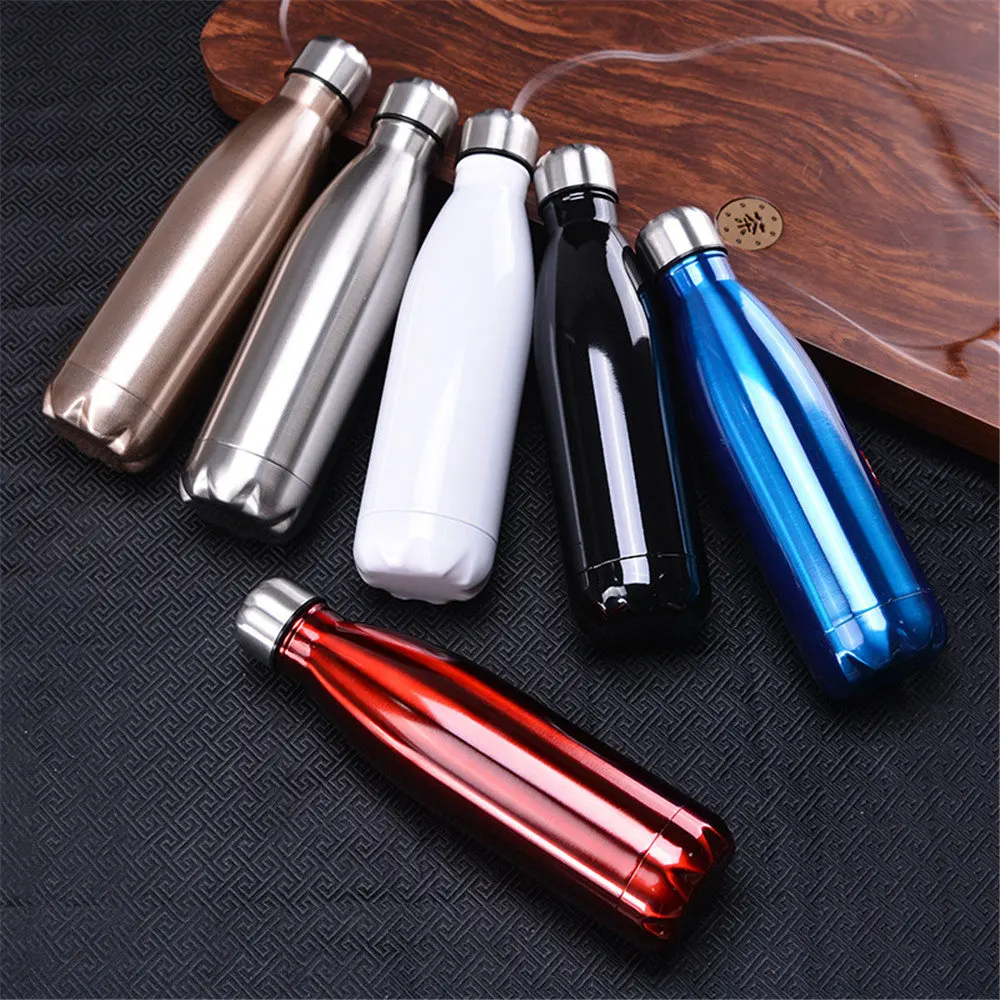 

Solid Color Vacuum Flask Water Bottle Leak-proof Stainless Steel Thermos Cold Insulated Car Bicycle Drink Bottle Cup