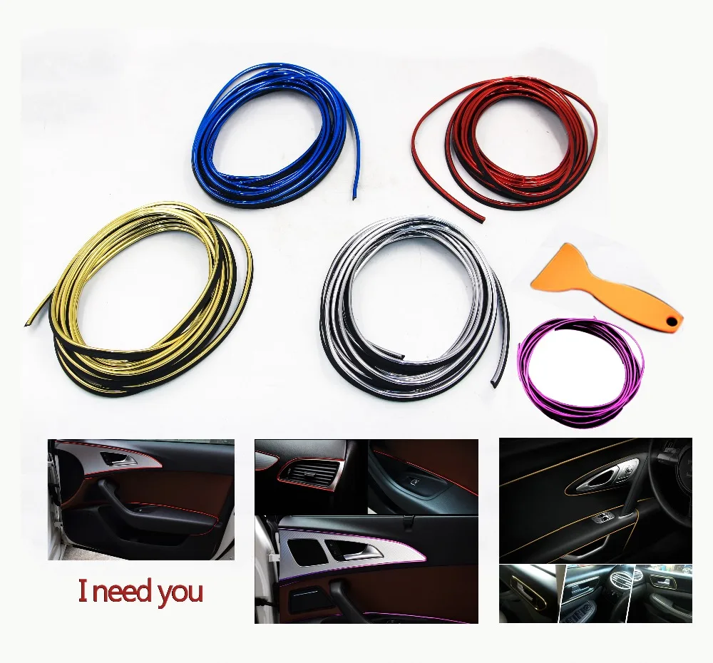 

5 Meter Interior Moulding Trim Strip Decoration Thread Dashboard Sticker Decals Door Air Outlet Auto Accessories Car Styling