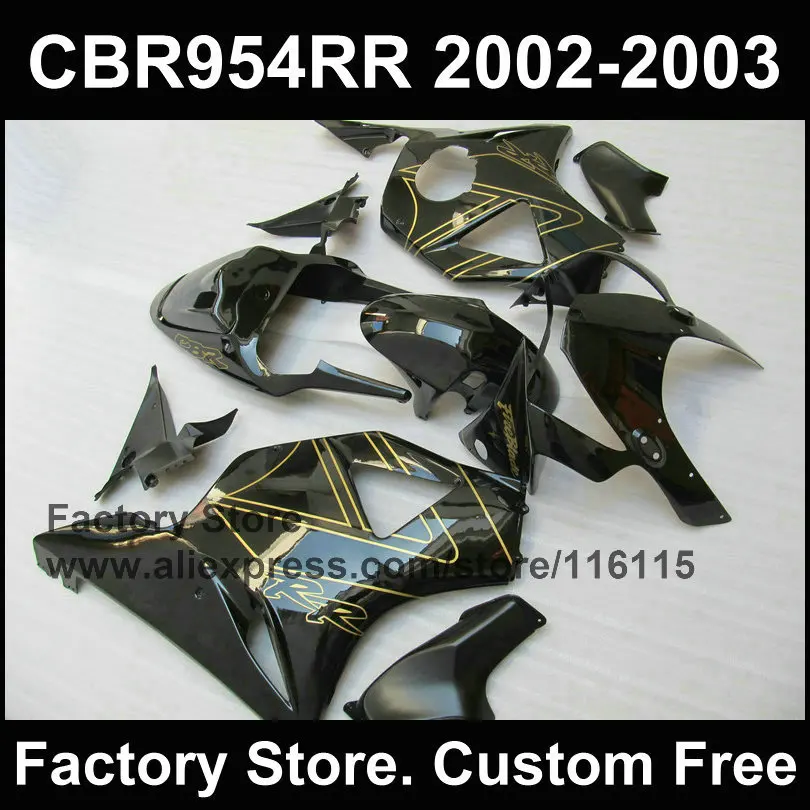 

Customize fairings for CBR 900RR 2002 2003 fireblade glossy black Compression fairing parts CBR 954 RR CBR 900RR 02 03