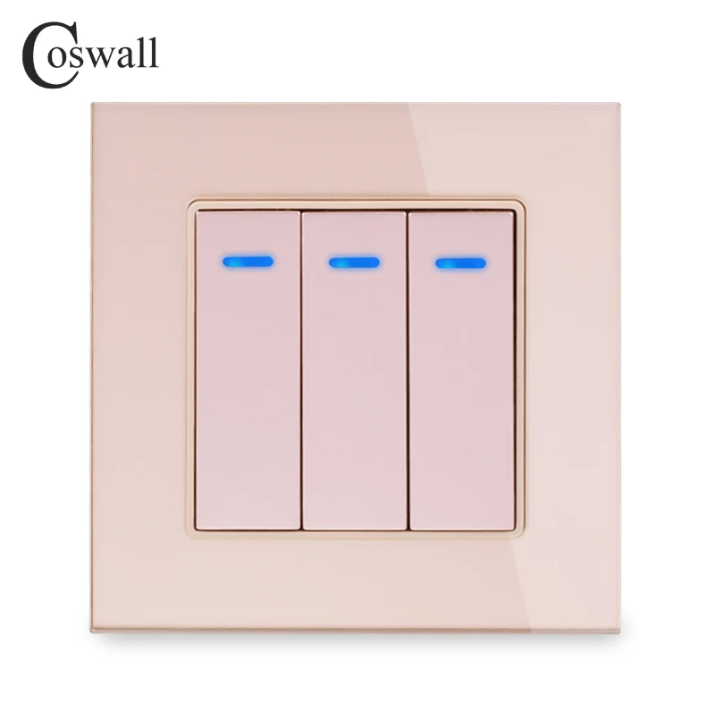 Панель Coswall из хрустального закаленного стекла 3 клавиши 1 канал переключатель