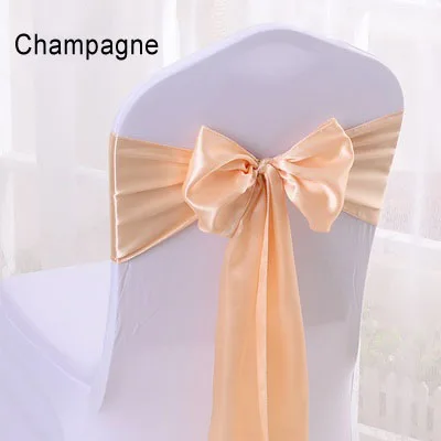 Дешевый 17*275 см красный/синий/оранжевый/фиолетовый 18 цветов атласный стул с обивкой пояса для гостиницы банкета Свадебная вечеринка Декор 25 шт./партия - Цвет: champagne