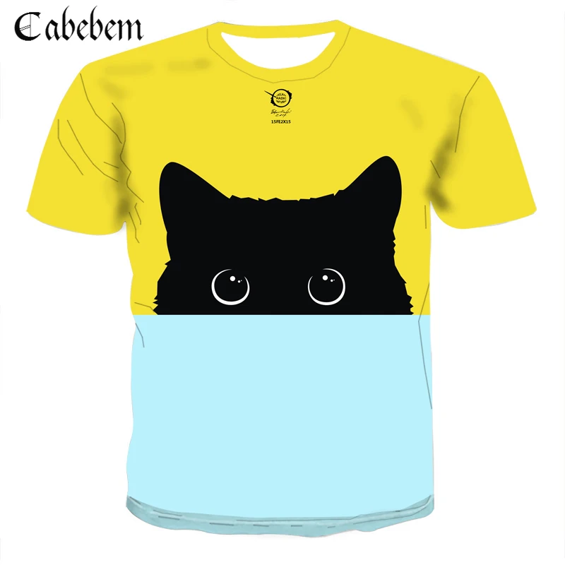 

New brand fashion night cat men's T-shirt short-sleeved men's shirt 3d Harajuku T-shirt shirt summer men's clothing 6XL