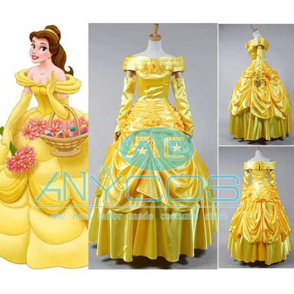 Beauty and the Beast Cosplay Costume Princess Belle Yellow Evening Gown font b Dress b font