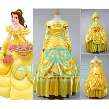 Beauty and the Beast Cosplay Costume Princess Belle Yellow Evening Gown font b Dress b font