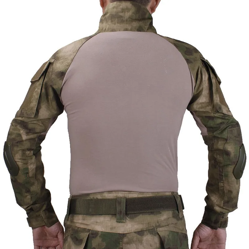 Тактические Боевые футболки BDU, военная камуфляжная футболка, страйкбольная Пейнтбольная охотничья одежда с налокотниками A-TACS/FG