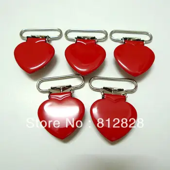

25pcs 1'' 25mm #MD36 Red Colored Enamel Heart Suspender Clips