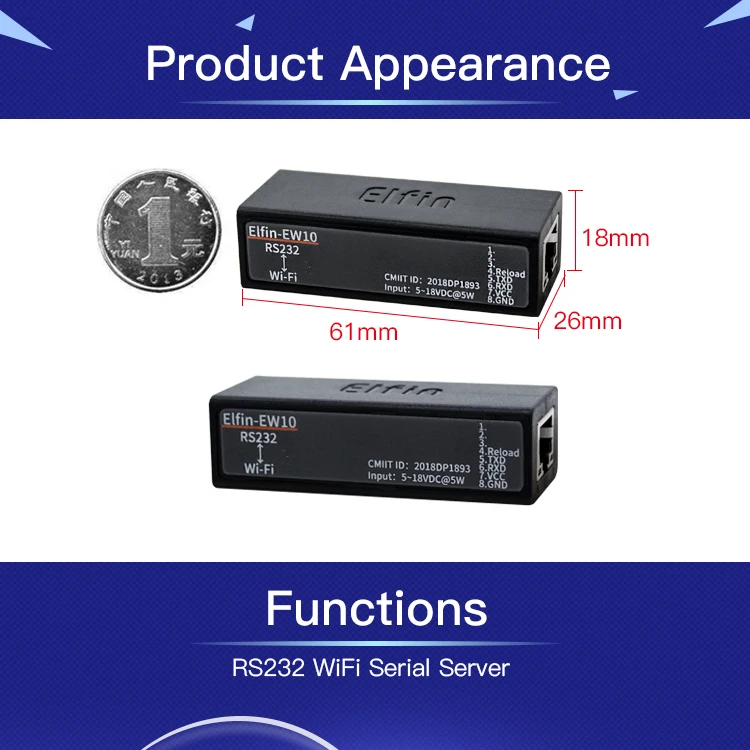 Последовательный порт RS232 к WiFi устройство ServerMmodule Elfin-EW10 поддержка TCP/IP Telnet Modbus TCP протокол передачи данных через WiFi