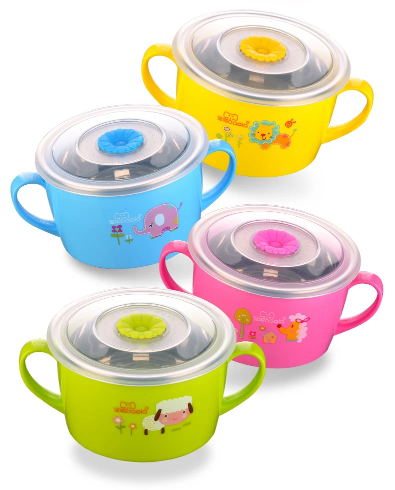Leakproof Child Stainless Steel Bowl Baby Feeding Bowl  (10)