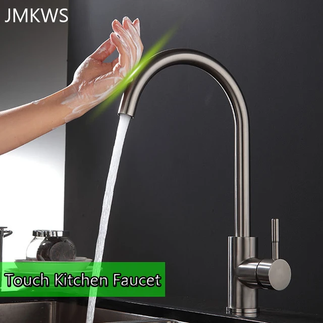 Best Price Lead-free Touch Kitchen Faucet SUS304 Stainless Steel Intelligent Sensor Tap Brushed Cold & Hot Water Mixer Faucet Single Handle