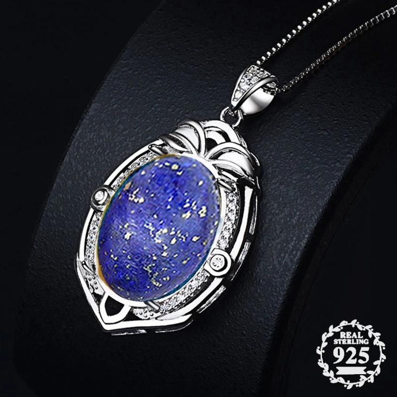 

NOT FAKE S925 Sterling Silver Lapis Pedants Artisan Antique For necklace Chalcedony Blue India