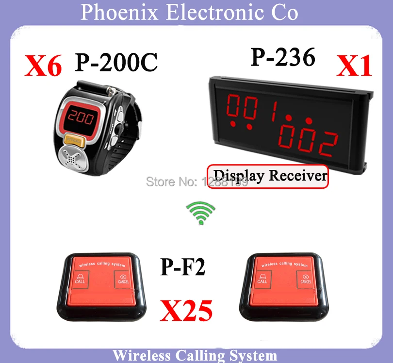 

Wireless Calling System Restaurant -433mhz Pager Service Calling System For Waiter Service include Receiver and watch and bells