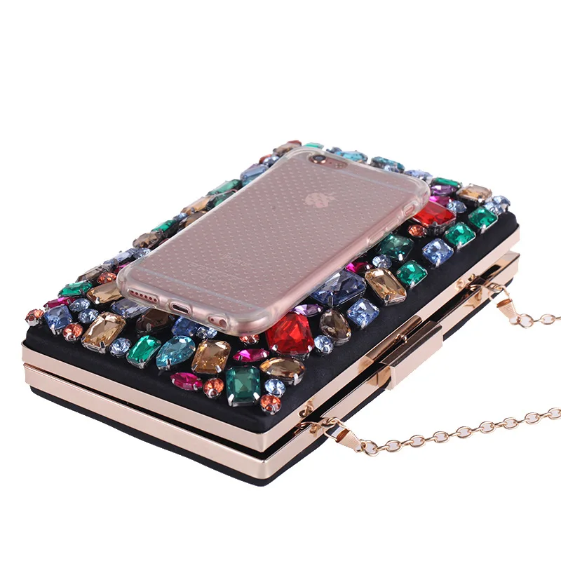 Colorful Geometric Diamonds Evening Bag For Women Mini Day Clutches Elegant Ladies Wedding Cocktail Party Makeup Phone Handbag