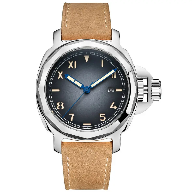 Parnis SKULL Seriers Luminous Mens Leather Watchband Fashion Automatic Mechanical Watch Wristwatch